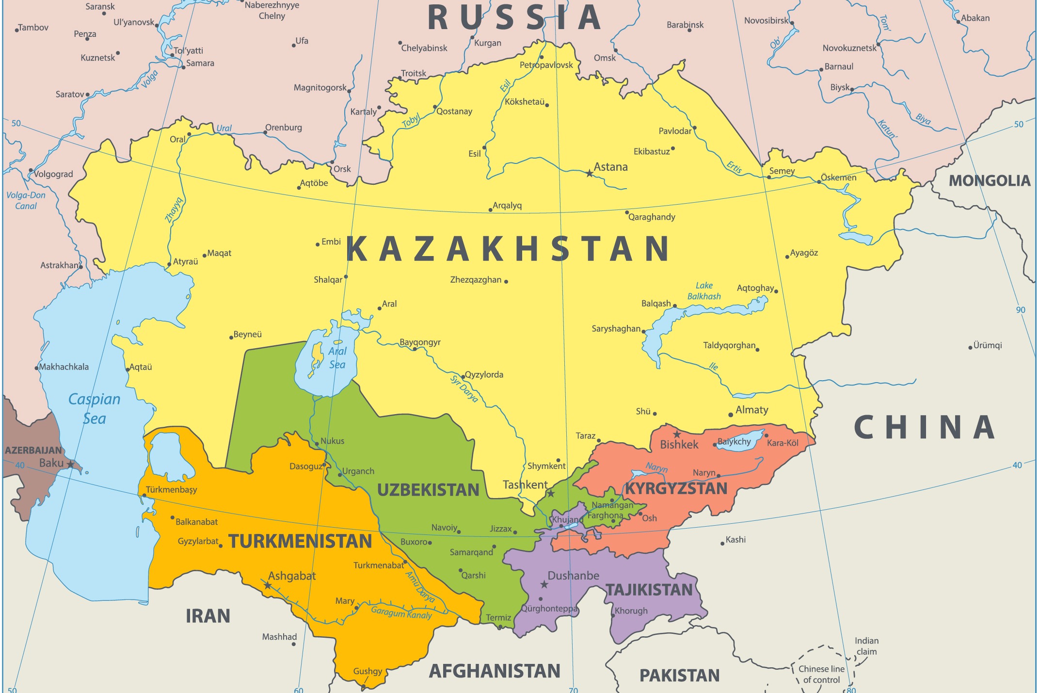 Central Asia Map And Countries Mappr