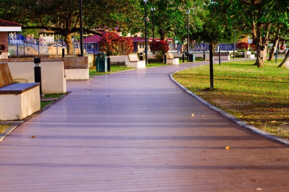 Boardwalk in Chaguaramas at Twilight Chaguaramas Boardwalk, offering recreational opportunities and scenic views