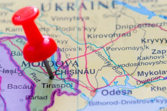 Map with Pin on Chisinau, Moldova The location of chisinau the capital of moldova pinned on