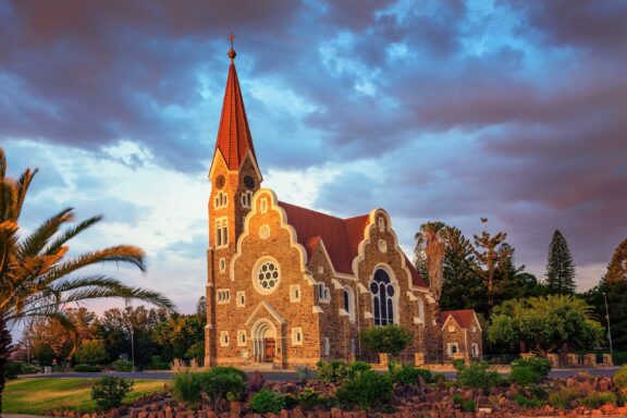Sunset View of Christ Church in Windhoek Christchurch, established in the early 20th century