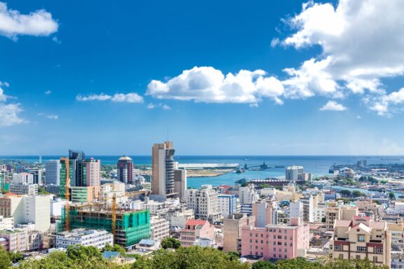 Port Louis Cityscape with Blue Sky Cityscape of Port Louis