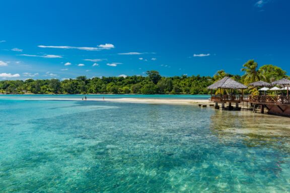 Erakor Lagoon, a hub for water sports and relaxation known for its turquoise waters and coral reefs
