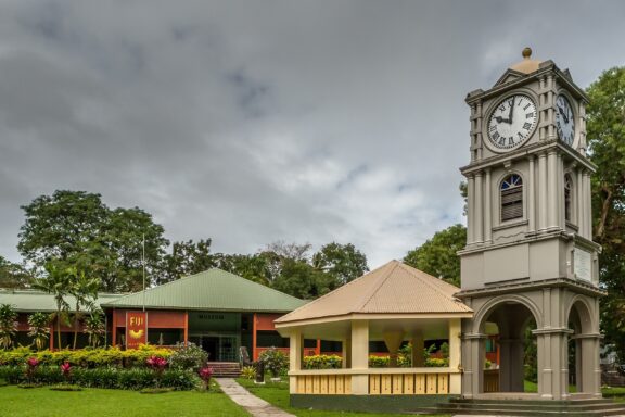 Fiji Museum Exterior with Clock Tower Fiji Museum, situated within Thurston Gardens, offers a glimpse into the nation’s history and culture