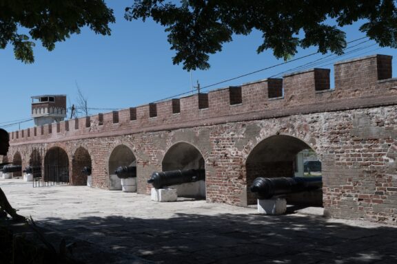 Fort Charles with Cannons in Port Royal Fort Charles, established in the 17th century, one of Jamaica's oldest standing structures