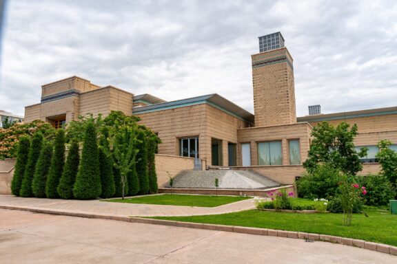 Modern Brick Building with Landscaped Garden Ismaili Centre, serving as both a religious and cultural facility