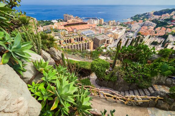 Exotic Garden Overlooking Coastal City Jardin Exotique showcases a diverse collection of exotic plants and offers breathtaking views of the Mediterranean Sea