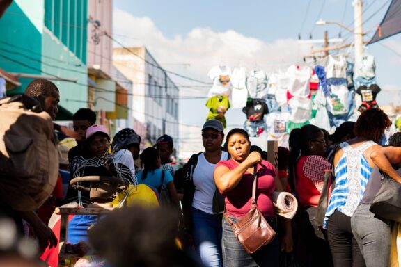 Crowded streets near the coronation market