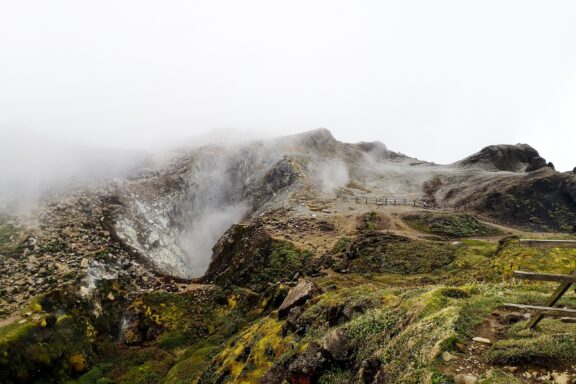 Misty La Soufrière Volcano La Soufrière Volcano, an active volcano that's at the highest point on the island