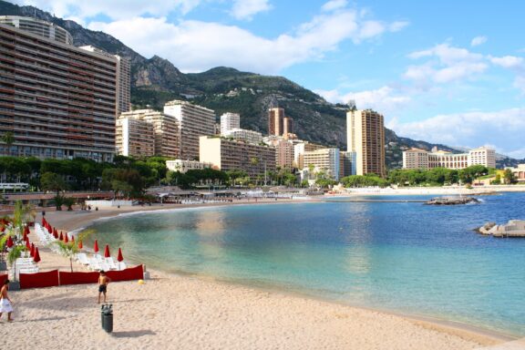 Larvotto Beach, one of Monaco's few beaches