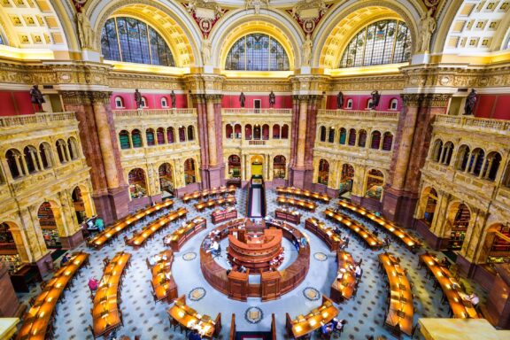 Interior of the Library of Congress Reading Room Library of Congress, established in 1800, it's the largest library in the world