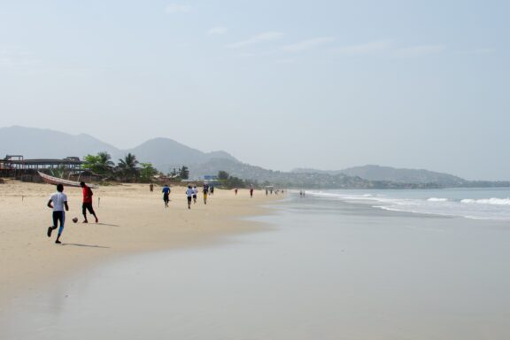 Lumley Beach, a place where locals congregate for sporting events and relaxation