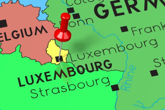 Map Highlighting Luxembourg City Location Luxembourg capital city/ country pinned on political map