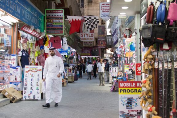 Locals stroll through traditional souks