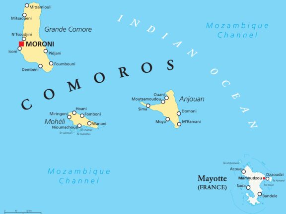 Map of Comoros Islands in the Indian Ocean Moroni on the Map of Comoros