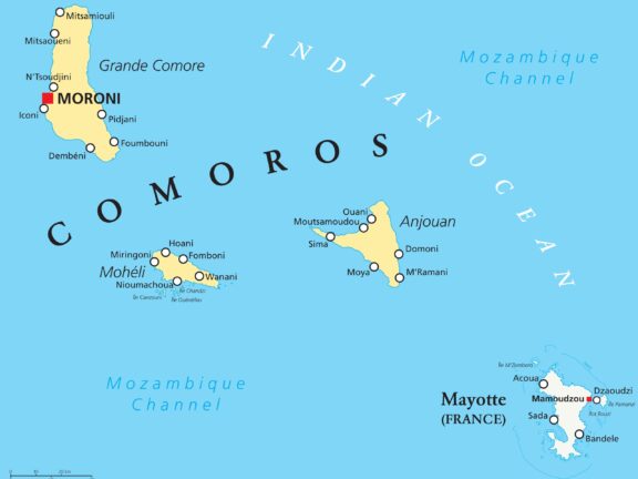 Moroni on the Map of Comoros