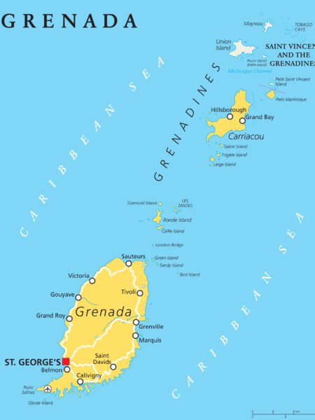 Map of Grenada and Nearby Islands St. George's, the capital city of Grenada