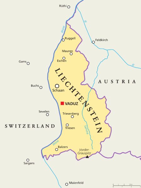Map of Liechtenstein Vaduz, the capital city of Liechtenstein