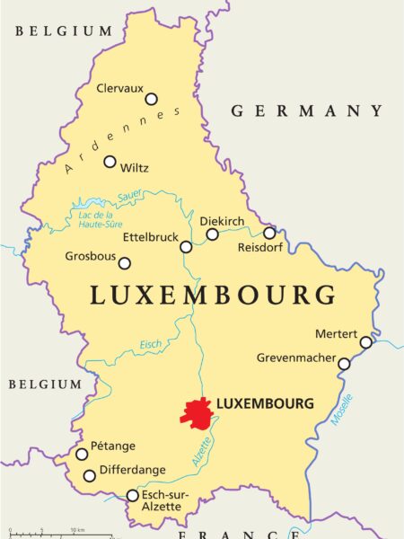 Map of Luxembourg Highlighting Capital City Map of luxembourg