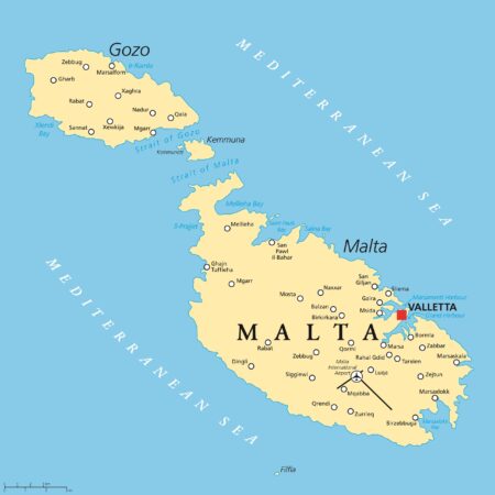 Geographic Map of Malta and Surrounding Islands Valletta, the capital city of Malta