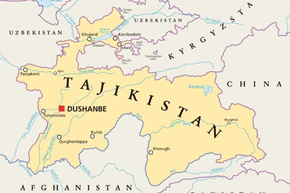 Map of Tajikistan Highlighting Capital and Bordering Countries Dushanbe, the capital city of Tajikistan