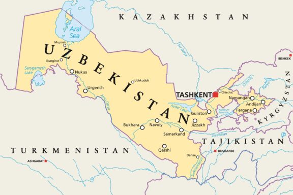 Political Map of Uzbekistan Highlighting Capital Map of uzbekistan