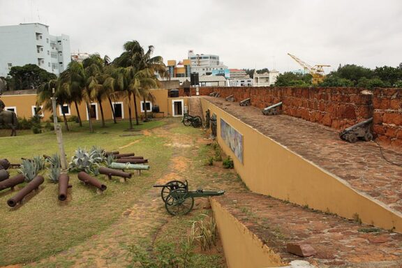 Fortress with Cannons and Palm Trees Maputo Fortress, originally built by the Portuguese in the late 18th century