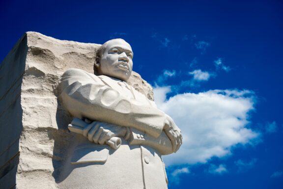 Martin Luther King Jr. Memorial Statue Against Blue Sky Martin Luther King Jr. Memorial
