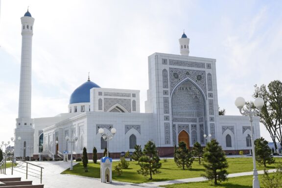 Minor Mosque on a Sunny Day Minor Mosque, known for its striking blue dome and white marble structure