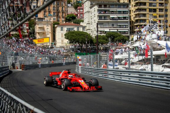 Formula 1 Race Car Speeding Through Monaco Grand Prix Circuit Monaco Grand Prix, held annually since 1929