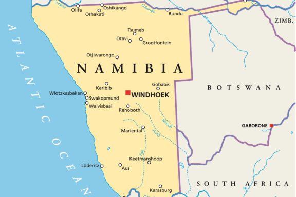 Map of Namibia Highlighting Capital City Windhoek Windhoek, the capital city of Namibia