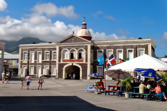 National Museum Building in Saint Kitts with Visitors National Museum of Saint Kitts and Nevis