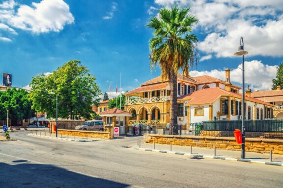 Sunny Day at Nicosia Law Courts Building Court of Law in Nicosia: reflecting the colonial past of Cyprus, showcasing British architectural influence