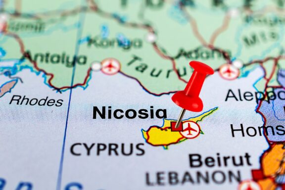 Close-up location of Nicosia in the heart of Cyprus