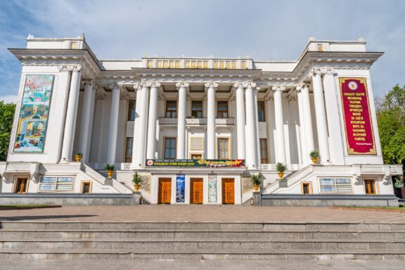 Classical Opera and Ballet Theatre Facade Dushanbe Opera and Ballet Theater, established in the Soviet era