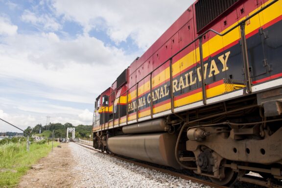 Train on the Panama Canal Railway Panama Canal Railway, opened in 1855, was the first transcontinental railroad