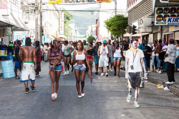 The lively post-carnival streets of Port of Spain