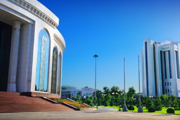 Modern Business Center Buildings with Blue Sky Poytakht Business Center, a hub for both local and international businesses