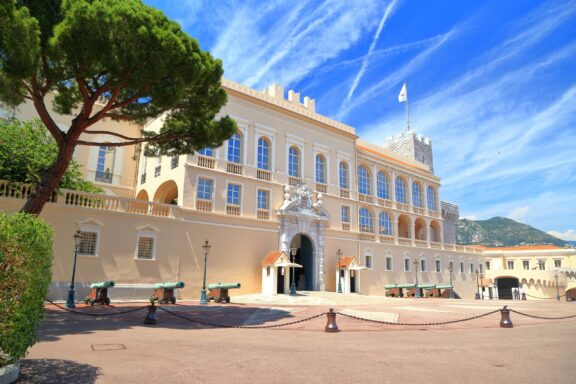 Prince's Palace of Monaco under Blue Sky Prince's Palace, originally built from 1215 onwards as a Genoese fortress