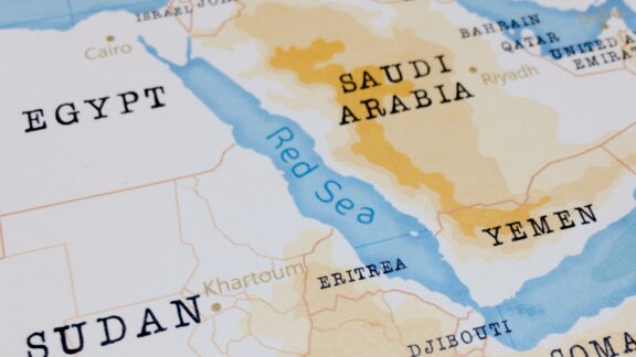 Map of the Red Sea with surrounding countries.