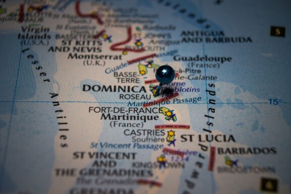 Location Pin on Roseau, Dominica Map Location of Roseau, the capital and largest city of Dominica
