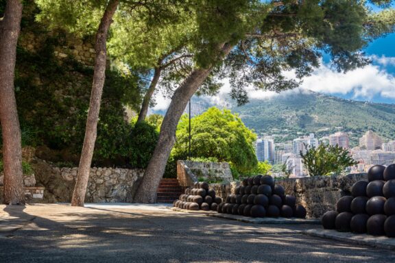 Serene Garden Path with Cannonballs in Saint Martin Old unused cannon balls in Saint-Martin Gardens