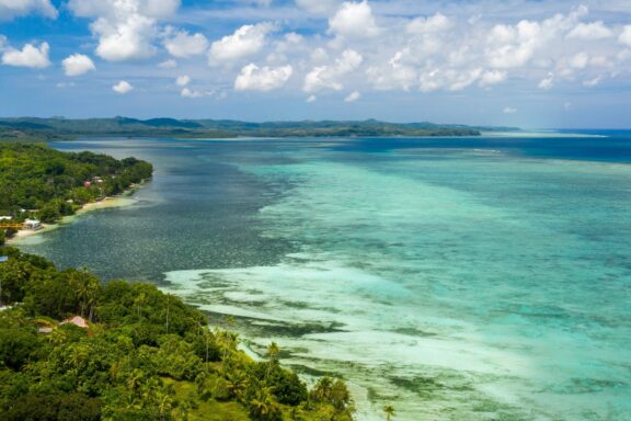 Tropical Seascape with Coral Reefs Seascape near Ngerulmud, part of the broader Palau Archipelago