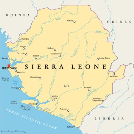 Map of Sierra Leone Freetown, the capital city of Sierra Leone