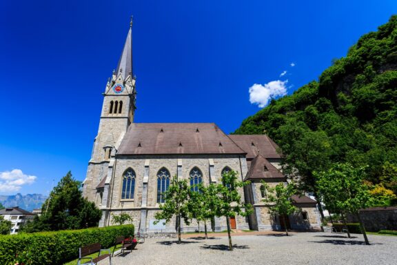 St. Florin Cathedral on a Sunny Day St. Florin Cathedral, built in the 19th century, serves as the episcopal seat of the Archbishop of Vaduz