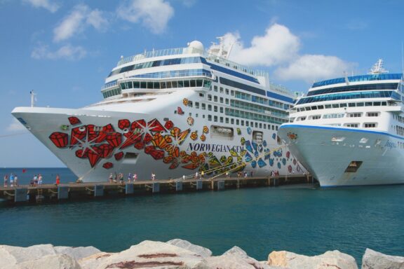 Cruise Ships Docked at Tropical Port Cruise ships docking at the St. George's harbor