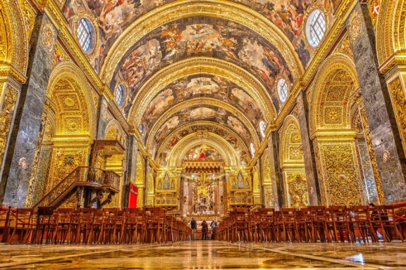 Baroque Interior of St. John's Co-Cathedral Interior of St. John's Co-Cathedral, built in the late 16th century