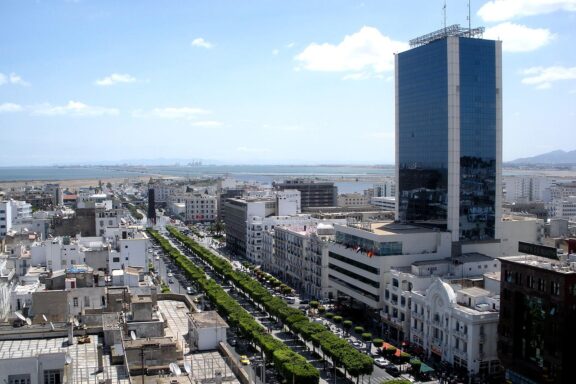 Downtown Tunis Commercial District Skyline The main commercial area in Tunis