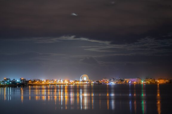 Tunis City Night Skyline Reflection Tunis Night Skyline, howcasing the harmonious blend of modernity and tradition in Tunisia's capital