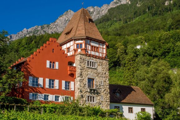 The Red House, a private residence and a remarkable example of traditional Alpine architecture