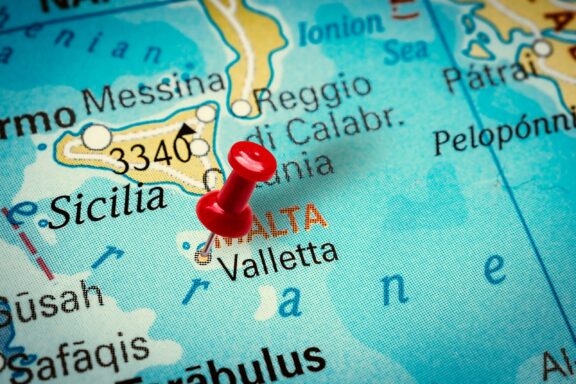 Pinpointing Valletta on a Map Location of Valletta, Malta, south of Sicilia